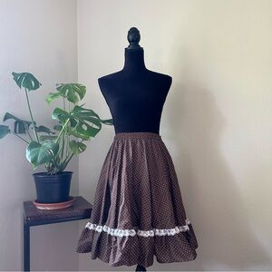 Vtg Brown Polka Dot Partners Please by Malco Modes Square Dance Skirt S